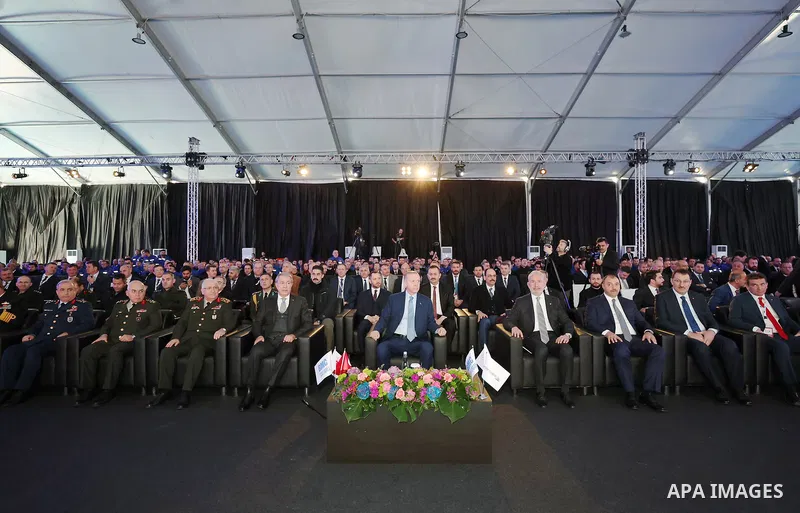 Turkish President Recep Tayyip Erdogan takes part in the handover ceremony of new-generation howitzers in Ankara on January 9, 2023. Photo by Turkish presidency \ apaimages