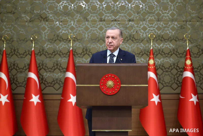 Turkish President Recep Tayyip Erdogan participates in the International Conference of the Board of Grievances in Ankara on January 11, 2023. Photo by Turkish presidency \ apaimages