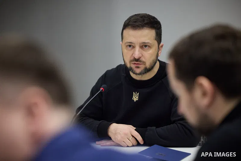 President of Ukraine Volodymyr Zelensky during the working trip the Lviv region and meeting with the Presidents of Poland and Lithuania, in western Ukraine on January 11, 2023. Photo by PRESIDENT OF UKRAINE\ apaimages