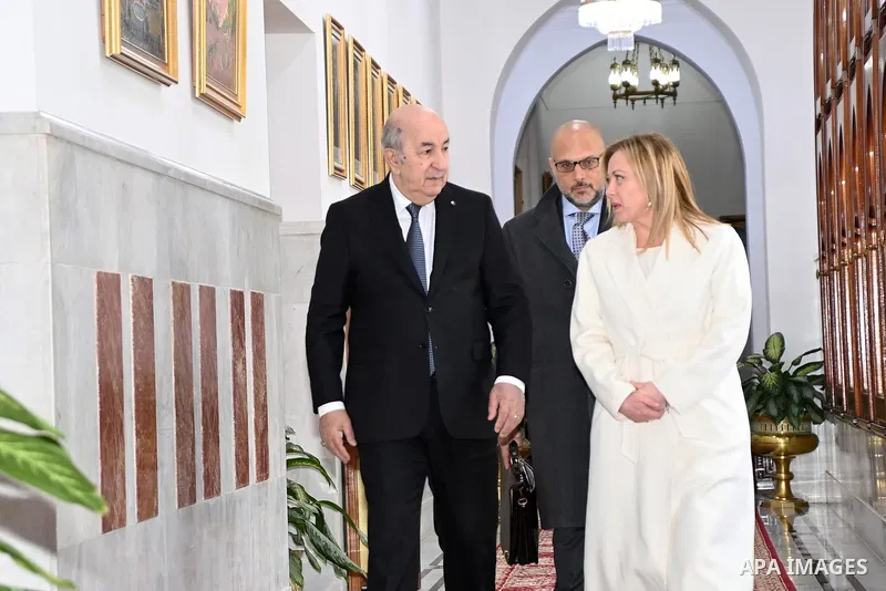 Algerian President Abdelmadjid Tebboune recives Italian Prime Minister Giorgia Meloni, in Algiers on January 23, 2023. Photo by Algerian Presidency Office/APAimages