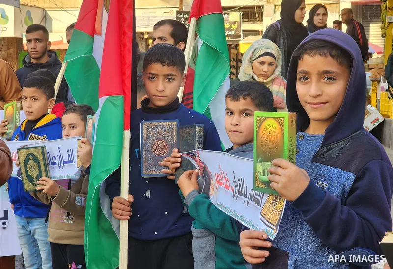 Palestinian take part in a protest the burning of a copy of the Muslim holy book of Koran by a far-right politician Outside the Turkish Embassy in Stockholm and the decision of the Israeli Minister of National Security,...