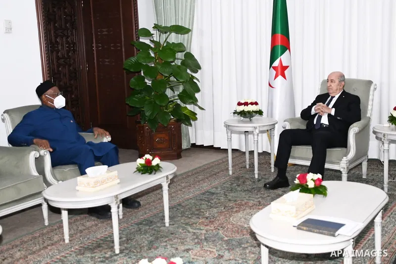 Algerian President Abdelmadjid Tebboune receives Abdallah Batili, Special Representative of the Secretary-General of the United Nations to Libya, on January 25, 2023. Photo by Algerian Presidency Office/APAimages