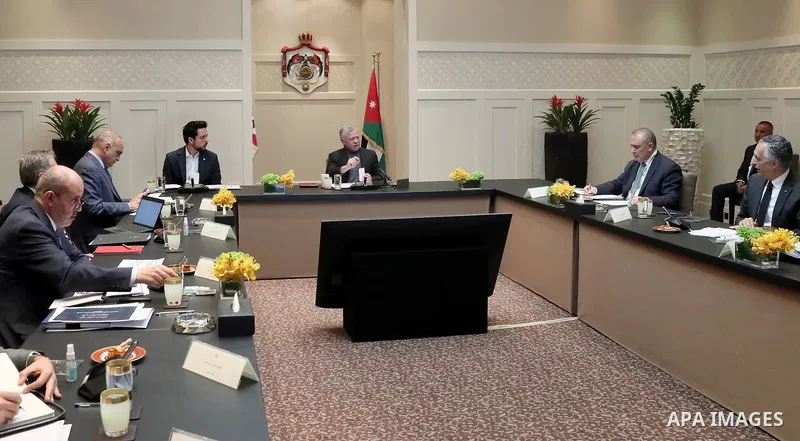 Jordan's King Abdullah II attends a government meeting in the capital, Amman, on January 25, 2023. Photo by Royal Hashemite Court/APAimages