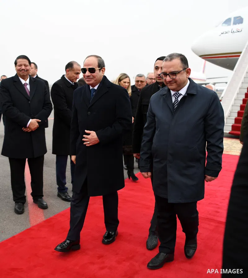 Egyptian President Abdel Fattah El-Sisi arrives in Yerevan, the capital of Armenia on January 28, 2023. Photo by Egyptian President Office