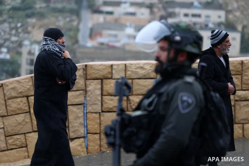 Palestinians argue with Israeli forces during a strike against house demolitions by Israeli authorities in the east Jerusalem neighbourhood of Jabal Mukaber on January 31, 2023. Photo by Ameer Abed Rabbo/APAimages