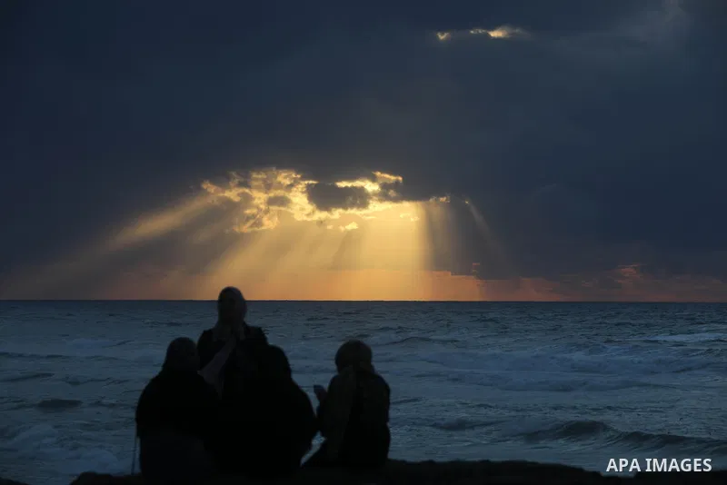 A view shows Gaza city's sea following heavy rains on February 8, 2023. Photo by Ashraf Amra\ apaimages