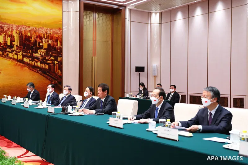 Iranian President Ebrahim Raisi meets with Chairman of the Standing Committee of the National People's Congress of China in Beijing on Feb. 14, 2023. Photo by Iranian Presidency Office/APAimages