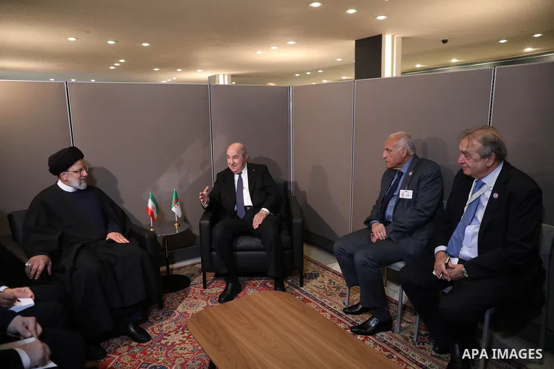 Iranian President Ebrahim Raisi meets with Algerian President Abdelmadjid Tebboune in New York on September 18, 2023. Photo by Iranian Presidency Office
