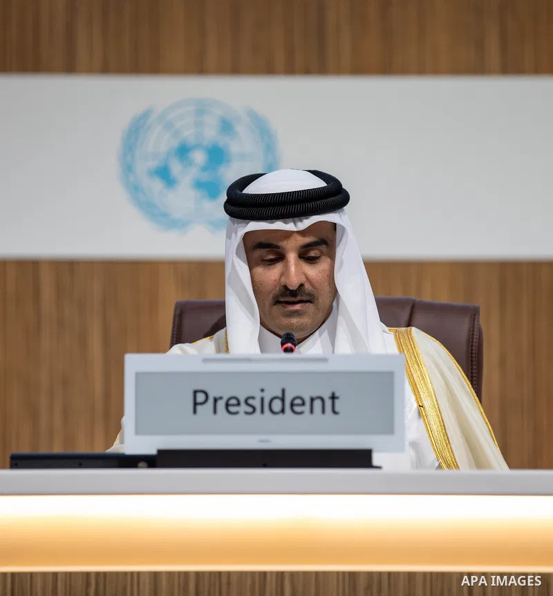 The Emir of Qatar, Tamim bin Hamad, inaugurates the 5th United Nations Conference on the Least Developed Countries, in Qatar on March 5, 2023. Photo by Emiri Diwan Office/APAimages