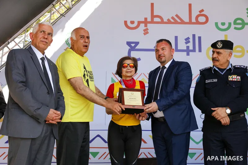 Runners take part in "Freedom of Movement Palestine Marathon" in Bethlehem in the West Bank on March 10, 2023. Photo by Ahmad Tayem/APAimages