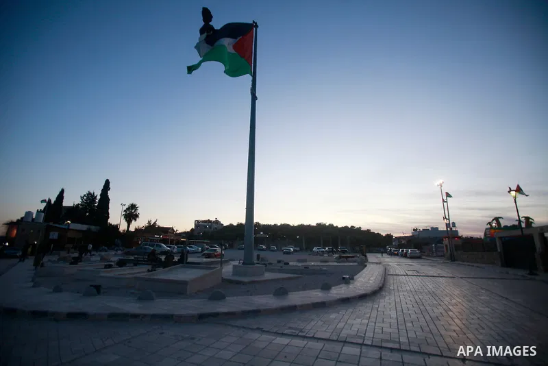 Palestinians raise the Palestine flags in the archaeological sitesafter they were removed by the Israeli army forces in the town of Sebastia, west of Nablus, in the West Bank.on March 11, 2023 by Mohammed Nasser\ apaimag...
