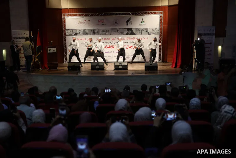 Palestinians attend the Festival for the short films in Gaza City on August 06, 2023. Photo by Bashar Taleb\ apaimages