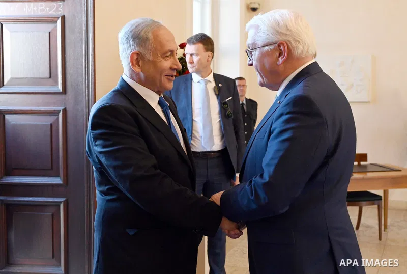 Israeli Prime Minister Benjamin Netanyahu meets German President Frank-Walter Steinmeier, in Berlin on March 16, 2023. Photo by Israeli Prime Minister Office\ apaimages