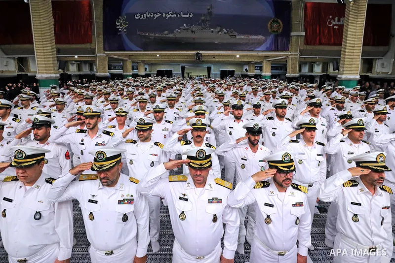 Iran's Supreme Leader Ayatollah Ali Khamenei meets with employees of the Marine Group in iran on August 08, 2023. Photo by Iranian Presidency Office