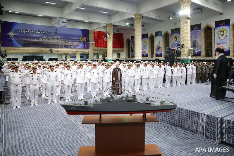Iran's Supreme Leader Ayatollah Ali Khamenei meets with employees of the Marine Group in iran on August 08, 2023. Photo by Iranian Presidency Office