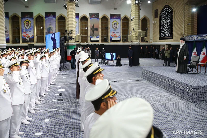 Iran's Supreme Leader Ayatollah Ali Khamenei meets with employees of the Marine Group in iran on August 08, 2023. Photo by Iranian Presidency Office