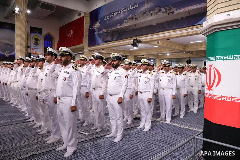 Iran's Supreme Leader Ayatollah Ali Khamenei meets with employees of the Marine Group in iran on August 08, 2023. Photo by Iranian Presidency Office