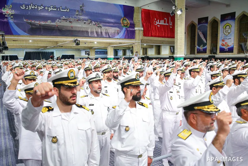 Iran's Supreme Leader Ayatollah Ali Khamenei meets with employees of the Marine Group in iran on August 08, 2023. Photo by Iranian Presidency Office