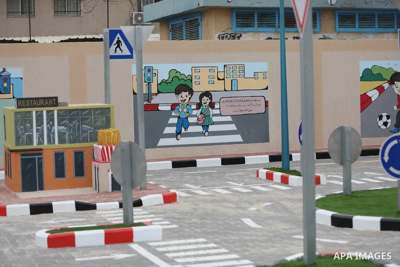 The traffic city project are seen inside the Gaza seaport in Gaza city, on August 14, 2023. Mohammed Sorour, Deputy Director General of the General Department of Roads and Projects at the Ministry of Transport and Commun...