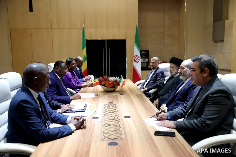 Iranian President Ebrahim Raisi meets with Senegal president in South Africa on August 24, 2023. Photo by Iranian Presidency Office