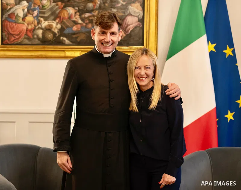 Italian Prime Minister Giorgia Meloni meets with Antonio Coluccia, in Italia on August 30, 2023. Photo by Italian Prime Minister\ apaimages
