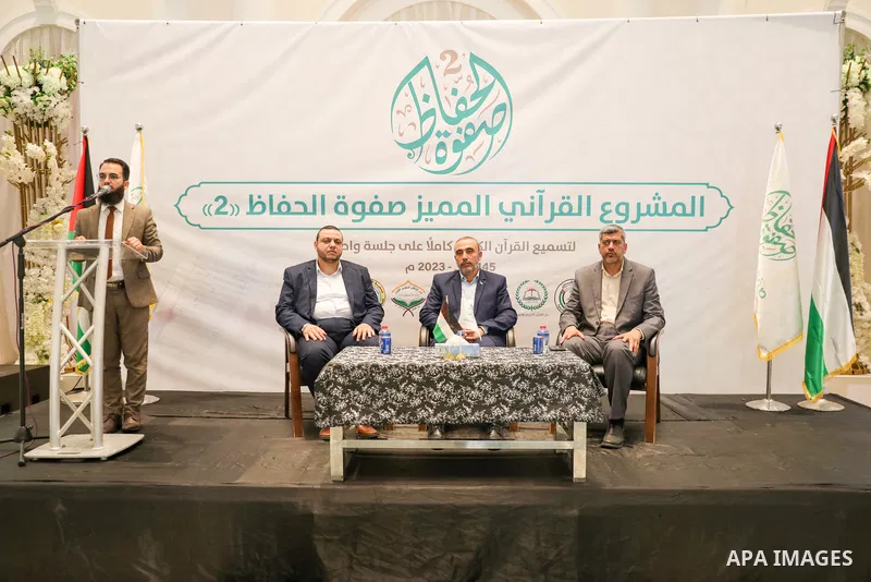 Palestinian journalists take part in a meeting in Gaza City on July 31 2023. Photo by APA\ apaimages