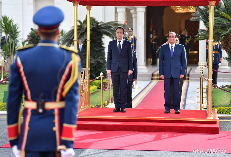Egyptian President Abdel Fattah El-Sisi meets with President of the Republic of Cyprus, Nicos Christodoulides, in Cairo on April 5, 2023. Photo by Egyptian President Office