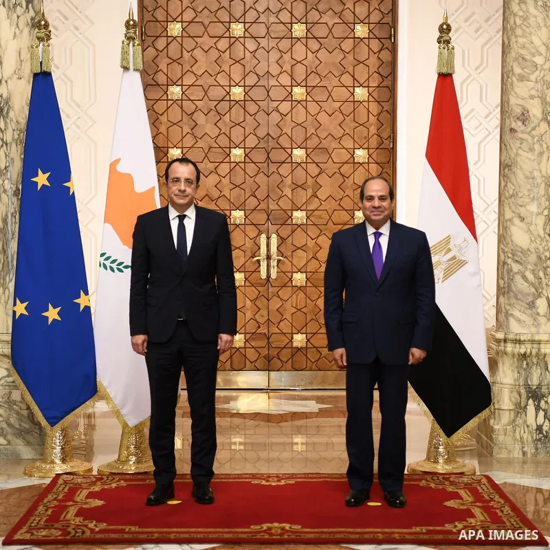 Egyptian President Abdel Fattah El-Sisi meets with President of the Republic of Cyprus, Nicos Christodoulides, in Cairo on April 5, 2023. Photo by Egyptian President Office