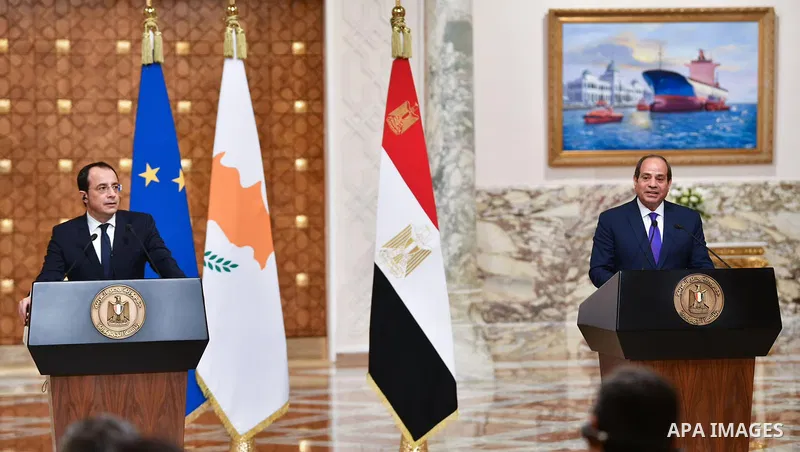 Egyptian President Abdel Fattah El-Sisi meets with President of the Republic of Cyprus, Nicos Christodoulides, in Cairo on April 5, 2023. Photo by Egyptian President Office