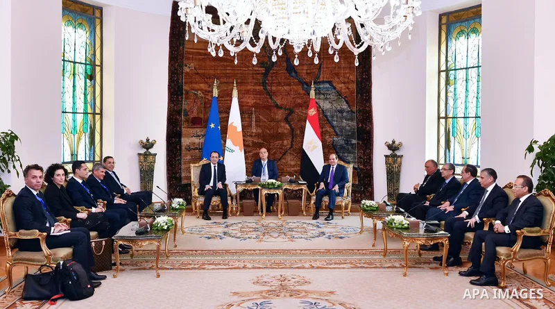 Egyptian President Abdel Fattah El-Sisi meets with President of the Republic of Cyprus, Nicos Christodoulides, in Cairo on April 5, 2023. Photo by Egyptian President Office