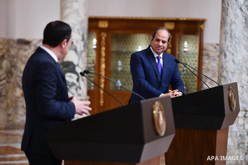 Egyptian President Abdel Fattah El-Sisi meets with President of the Republic of Cyprus, Nicos Christodoulides, in Cairo on April 5, 2023. Photo by Egyptian President Office
