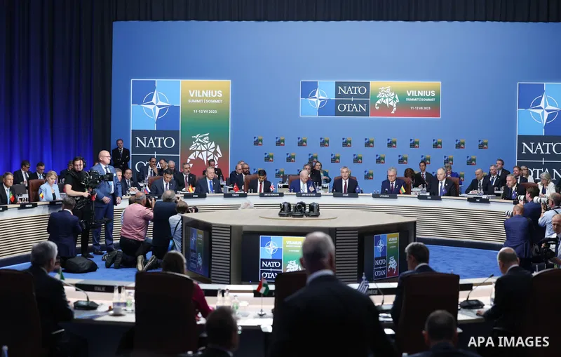 Turkish President Recep Tayyip Erdogan participates in the meeting of NATO leaders in the Lithuanian capital, Vilnius on July 11, 2023. Photo by AK Party Office \ apaimages