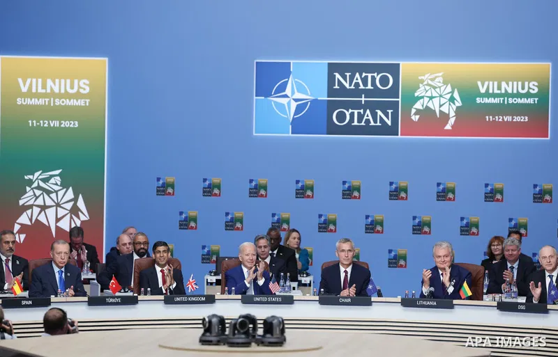 Turkish President Recep Tayyip Erdogan participates in the meeting of NATO leaders in the Lithuanian capital, Vilnius on July 11, 2023. Photo by AK Party Office \ apaimages