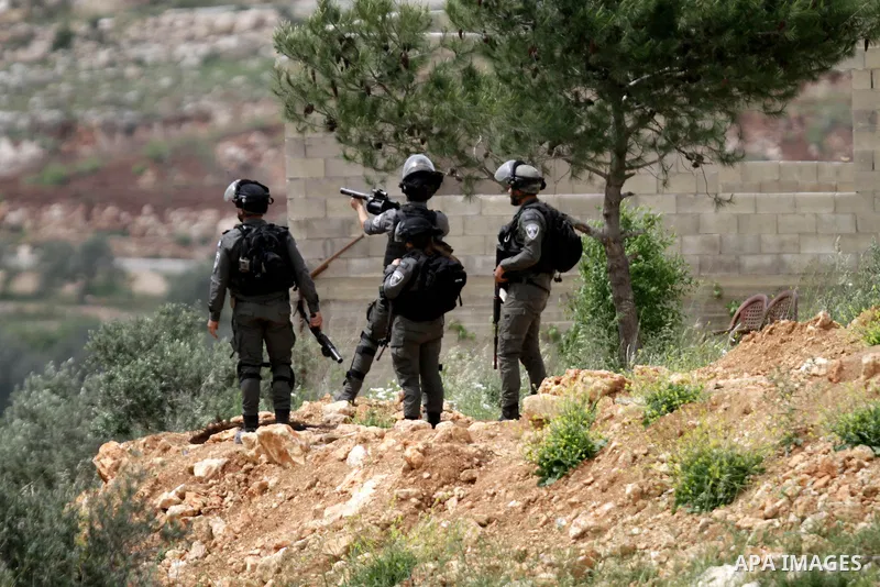 Clashes between Palestinian protesters and Israeli soldiers during a protest in the village of Beita, south of Nablus in the occupied West Bank, on April 10, 2023, against a march by settlers to the nearby Israeli outpos...