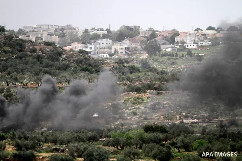 Clashes between Palestinian protesters and Israeli soldiers during a protest in the village of Beita, south of Nablus in the occupied West Bank, on April 10, 2023, against a march by settlers to the nearby Israeli outpos...