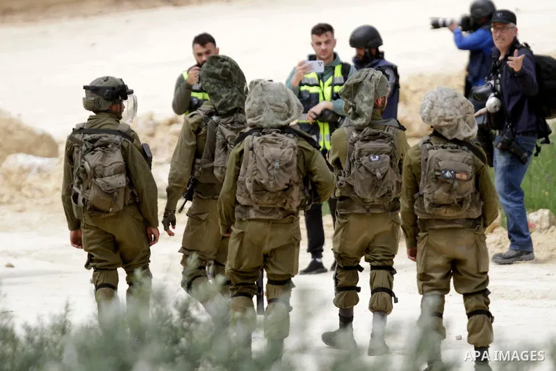 Clashes between Palestinian protesters and Israeli soldiers during a protest in the village of Beita, south of Nablus in the occupied West Bank, on April 10, 2023, against a march by settlers to the nearby Israeli outpos...