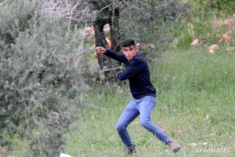 Clashes between Palestinian protesters and Israeli soldiers during a protest in the village of Beita, south of Nablus in the occupied West Bank, on April 10, 2023, against a march by settlers to the nearby Israeli outpos...