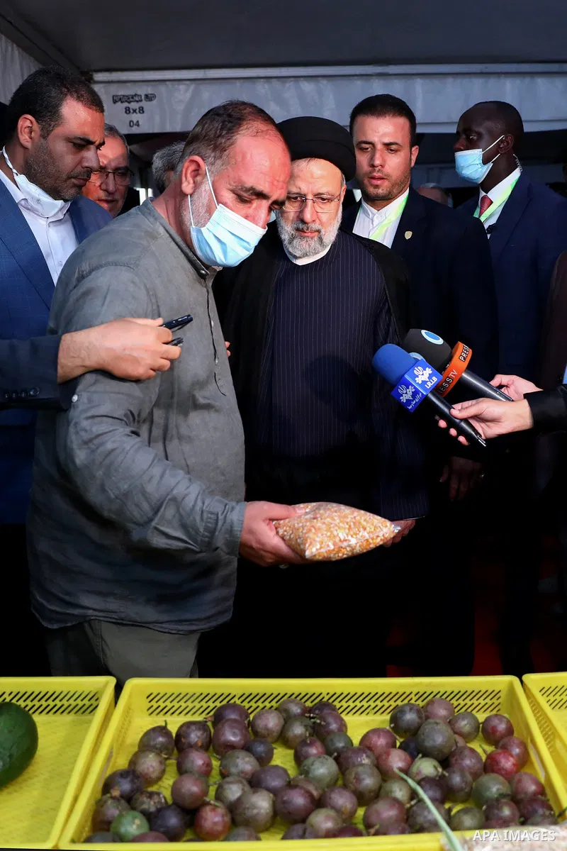Iranian President Ebrahim Raisi visiting Iran and Uganda agricultural technologies park in Uganda on July 12, 2023. Photo by Iranian Presidency Office/APAimages