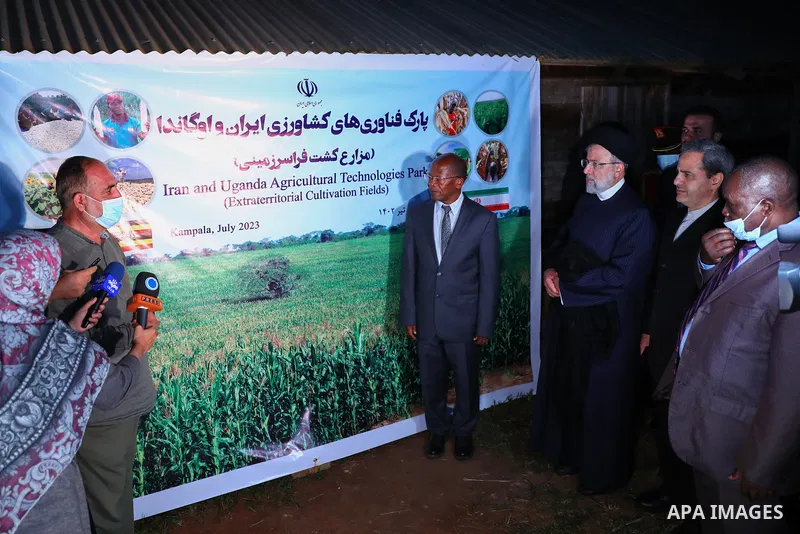 Iranian President Ebrahim Raisi visiting Iran and Uganda agricultural technologies park in Uganda on July 12, 2023. Photo by Iranian Presidency Office/APAimages