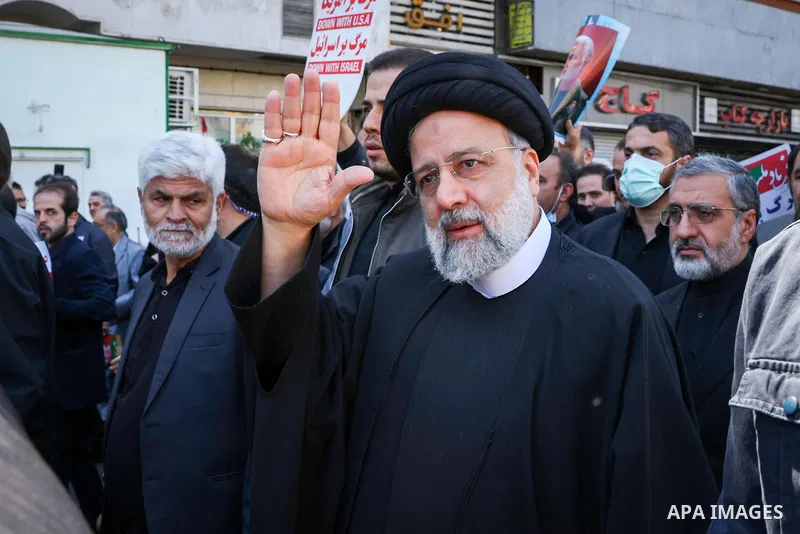 President of Iran, Ebrahim Raisi attends a march marking Al-Quds Day (Jerusalem), a commemorative day held annually on the last Friday of the Muslim fasting month of Ramadan by an initiative started by late Iranian leade...