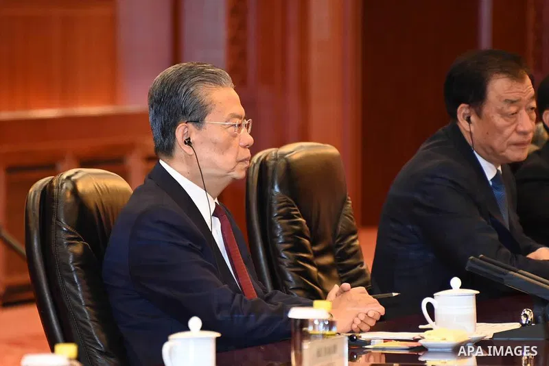Algerian President Abdelmadjid Tebboune meets with Chairman of the Standing Committee of the Chinese National People's Congress Zhou Lijie in Beijing, China on July 19, 2023. Photo by Algerian Presidency Office/APAimages