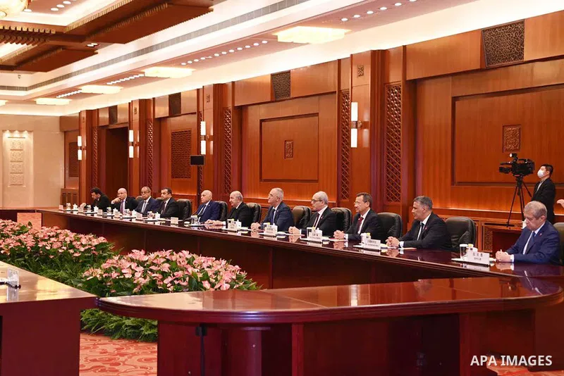 Algerian President Abdelmadjid Tebboune meets with Chairman of the Standing Committee of the Chinese National People's Congress Zhou Lijie in Beijing, China on July 19, 2023. Photo by Algerian Presidency Office/APAimages