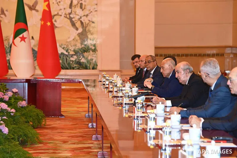 Algerian President Abdelmadjid Tebboune meets Chinese Prime Minister Li Keyong at the People's Palace in Beijing, China on July 19, 2023. Photo by Algerian Presidency Office/APAimages
