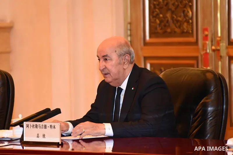 Algerian President Abdelmadjid Tebboune meets Chinese Prime Minister Li Keyong at the People's Palace in Beijing, China on July 19, 2023. Photo by Algerian Presidency Office/APAimages