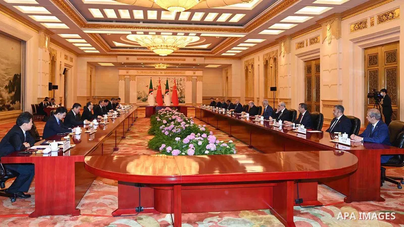 Algerian President Abdelmadjid Tebboune meets Chinese Prime Minister Li Keyong at the People's Palace in Beijing, China on July 19, 2023. Photo by Algerian Presidency Office/APAimages