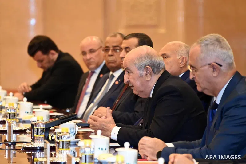 Algerian President Abdelmadjid Tebboune meets Chinese Prime Minister Li Keyong at the People's Palace in Beijing, China on July 19, 2023. Photo by Algerian Presidency Office/APAimages