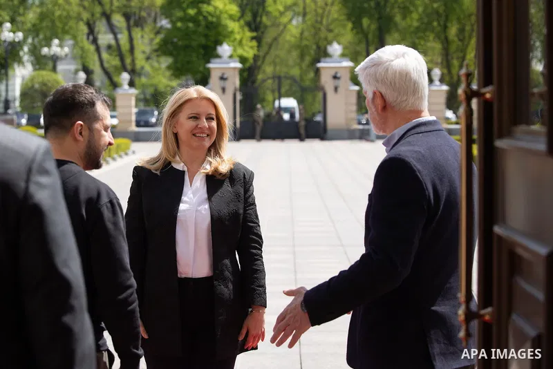 President of Ukraine Volodymyr Zelensky meets with President of Slovakia Zuzana Caputova and President of the Czech Republic Petr Pavel, in Kyiv, Ukraine 28 April 2023, amid Russian invasion of Ukraine. Photo by PRESIDEN...