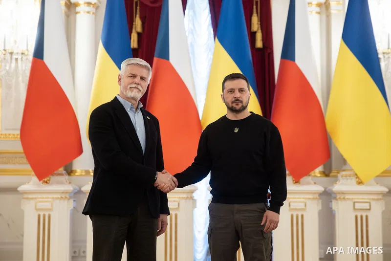 President of Ukraine Volodymyr Zelensky meets with President of the Czech Republic Petr Pavel in Kyiv, Ukraine 28 April 2023, amid Russian invasion of Ukraine. Photo by PRESIDENT OF UKRAINE\ apaimages
