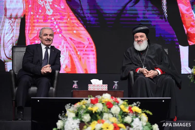 Palestinian Prime Minister Mohammad Shtayyeh receives Syriac Orthodox Patriarch of Antioch and All the East receives the Supreme Head of the Syriac Orthodox Church in the world, Mor Ignatius Aphrem II at the Church of th...