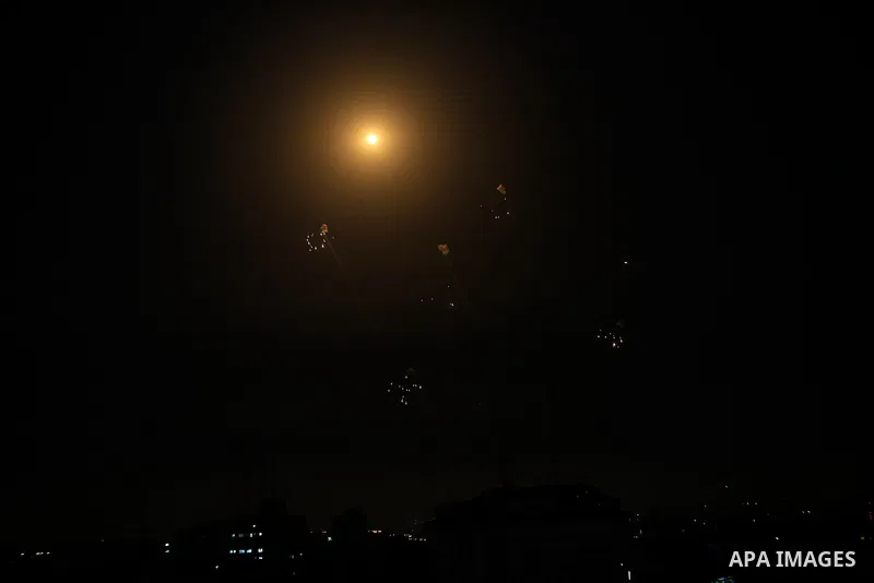 Israel's Iron Dome air defence system intercepts rockets launched from Gaza City, on May 10, 2023. Israel's army and Gaza militants traded heavy cross-border fire on May 10, with 22 Palestinians killed over two days amid...